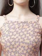Jainish Women's Peach Floral Printed A-Line Dresses - Distacart