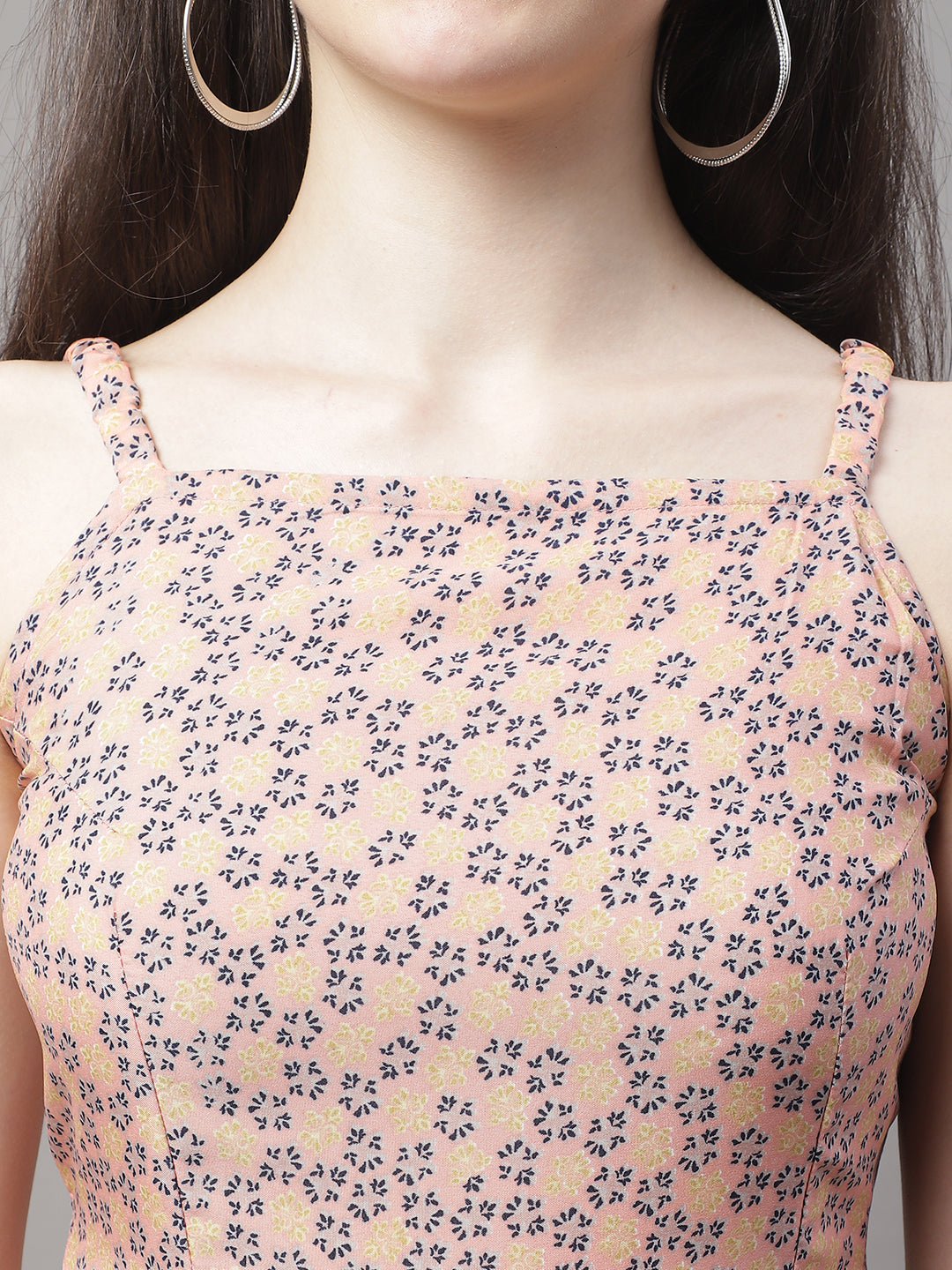 Jainish Women's Peach Floral Printed A-Line Dresses - Distacart