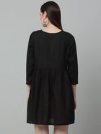 Jainish Women's WoEmbroidered A-line Dress - Black - Distacart