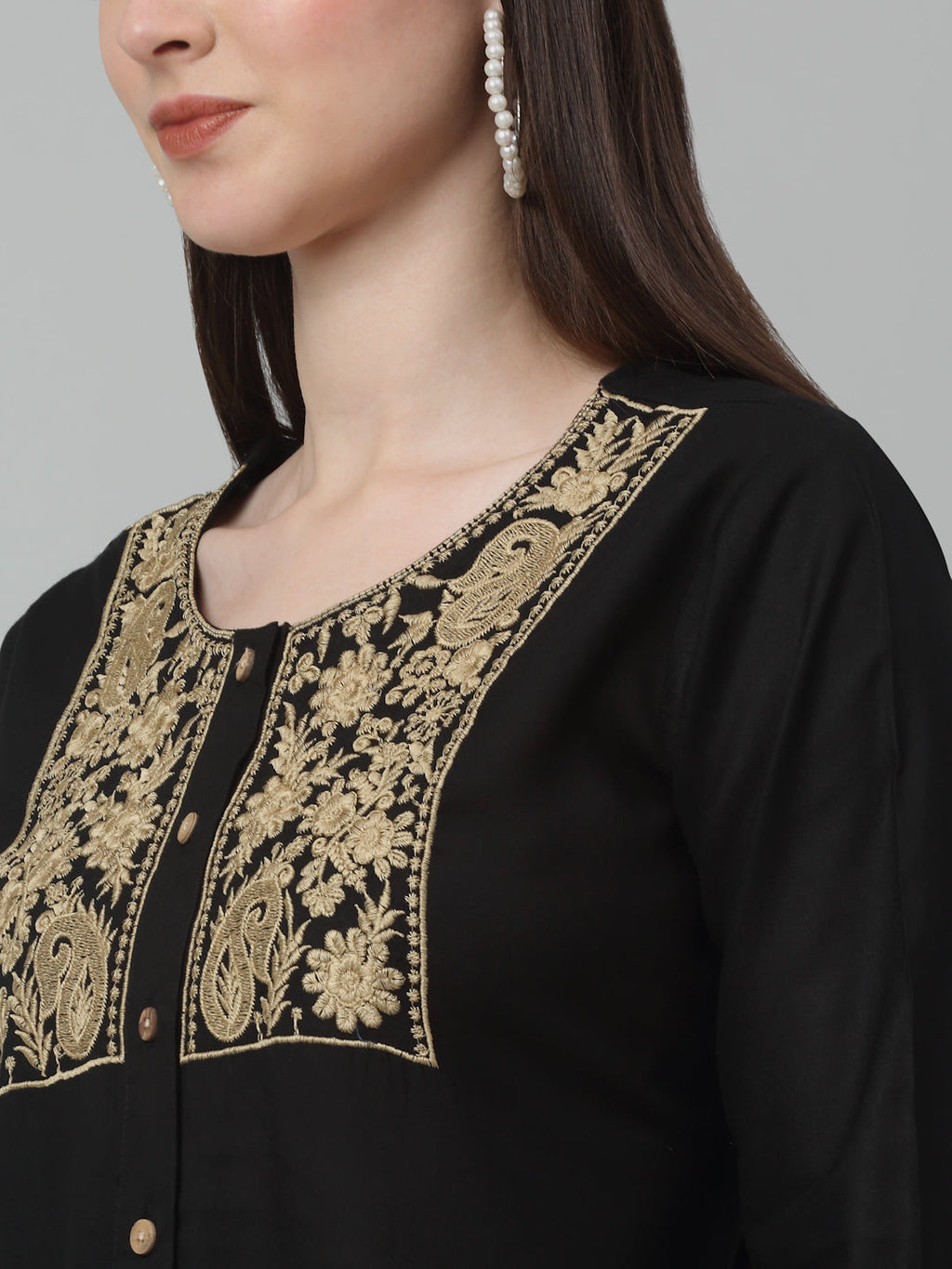 Jainish Women's WoEmbroidered A-line Dress - Black - Distacart