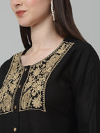 Jainish Women's WoEmbroidered A-line Dress - Black - Distacart