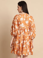 Jainish Women's Mustard Printed A-Line Dress - Distacart