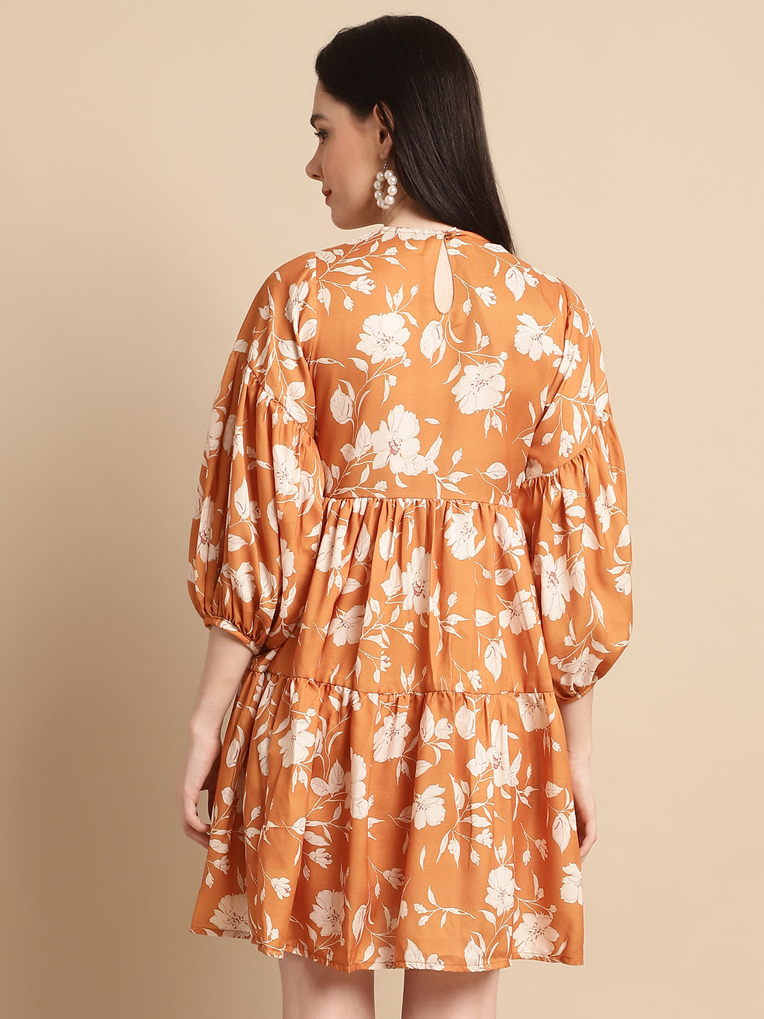 Jainish Women's Mustard Printed A-Line Dress - Distacart
