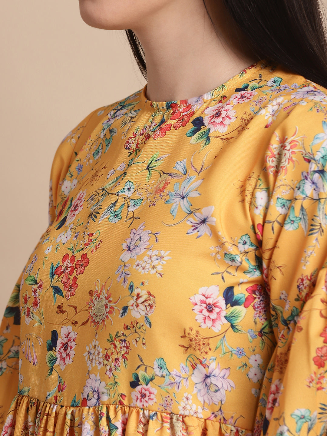 Jainish Women's Yellow Printed A-Line Dress - Distacart