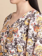 Jainish Women's WoOff-White Floral Printed A-line Dress With Belt - Distacart