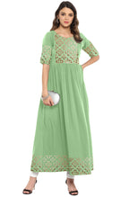 Janasya Light Green Poly Crepe Gold Print Flared kurta