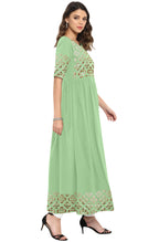 Janasya Light Green Poly Crepe Gold Print Flared kurta