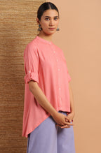 Janasya Women's Pink Rayon Solid High Low Tunic - Distacart
