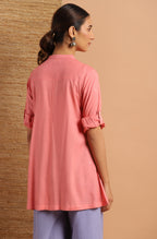 Janasya Women's Pink Rayon Solid High Low Tunic - Distacart