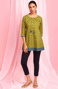 Janasya Women's Green Cotton Ethnic Motifs Empire Waist Tunic - Distacart