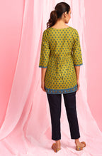Janasya Women's Green Cotton Ethnic Motifs Empire Waist Tunic - Distacart