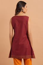 Janasya Women's Maroon Cotton Floral Print A-Line Tunic - Distacart