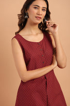 Janasya Women's Maroon Cotton Floral Print A-Line Tunic - Distacart