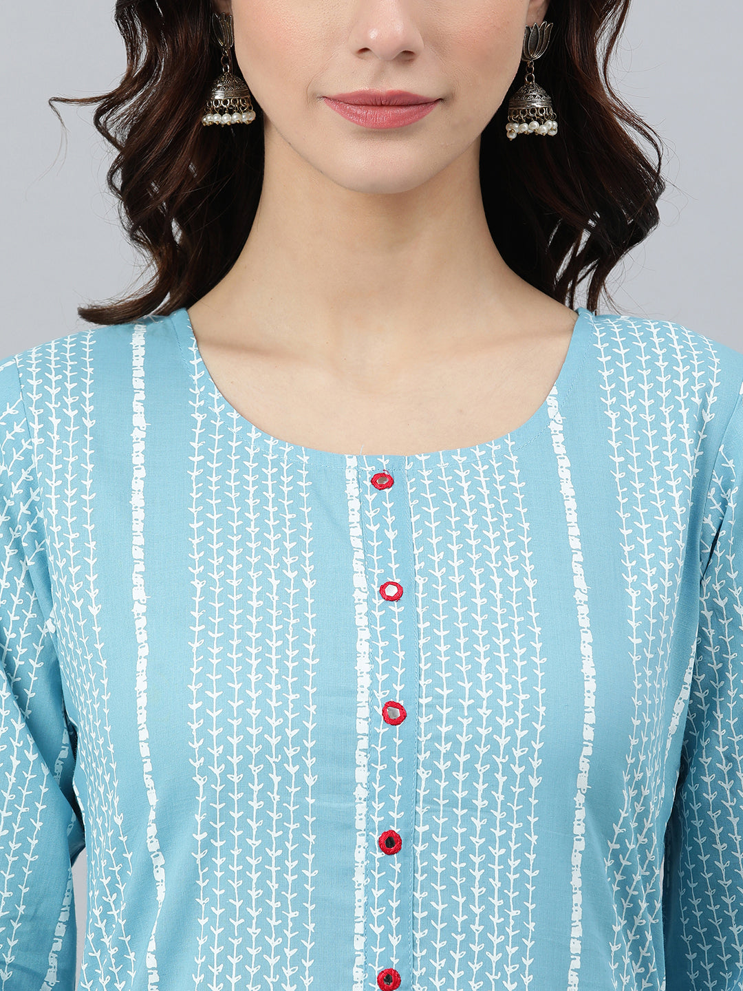 Janasya Women's Blue Cotton Striped Casual Straight kurta - Distacart