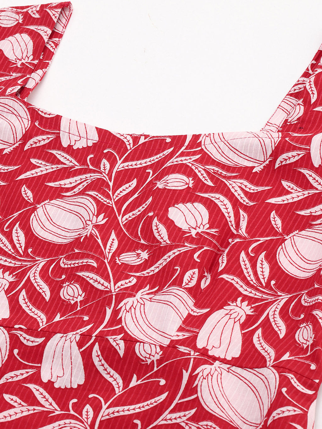 Janasya Women's Red Cotton Floral Printed A-line Western Dress - Distacart