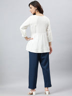 Janasya Women's White Rayon Solid Flared Top - Distacart