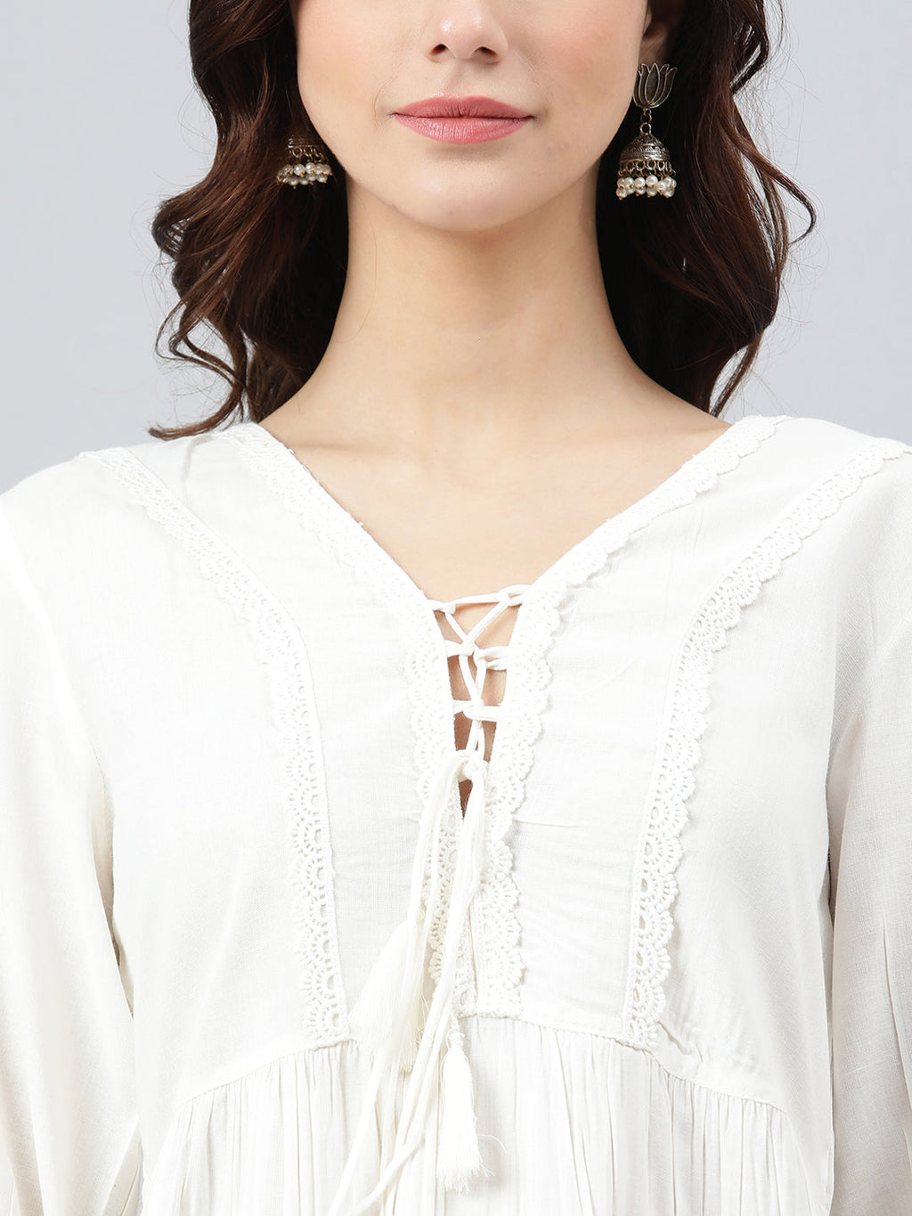 Janasya Women's White Rayon Solid Flared Top - Distacart