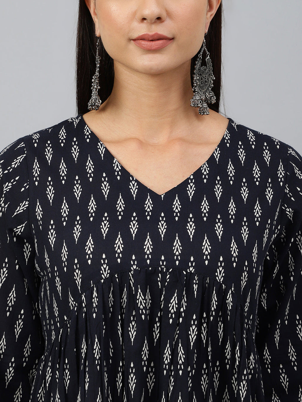 Janasya Women's Black Cotton Printed A-line Western Dress - Distacart