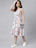 Janasya Women's White Cotton Ethnic Motifs Flared Western Dress - Distacart