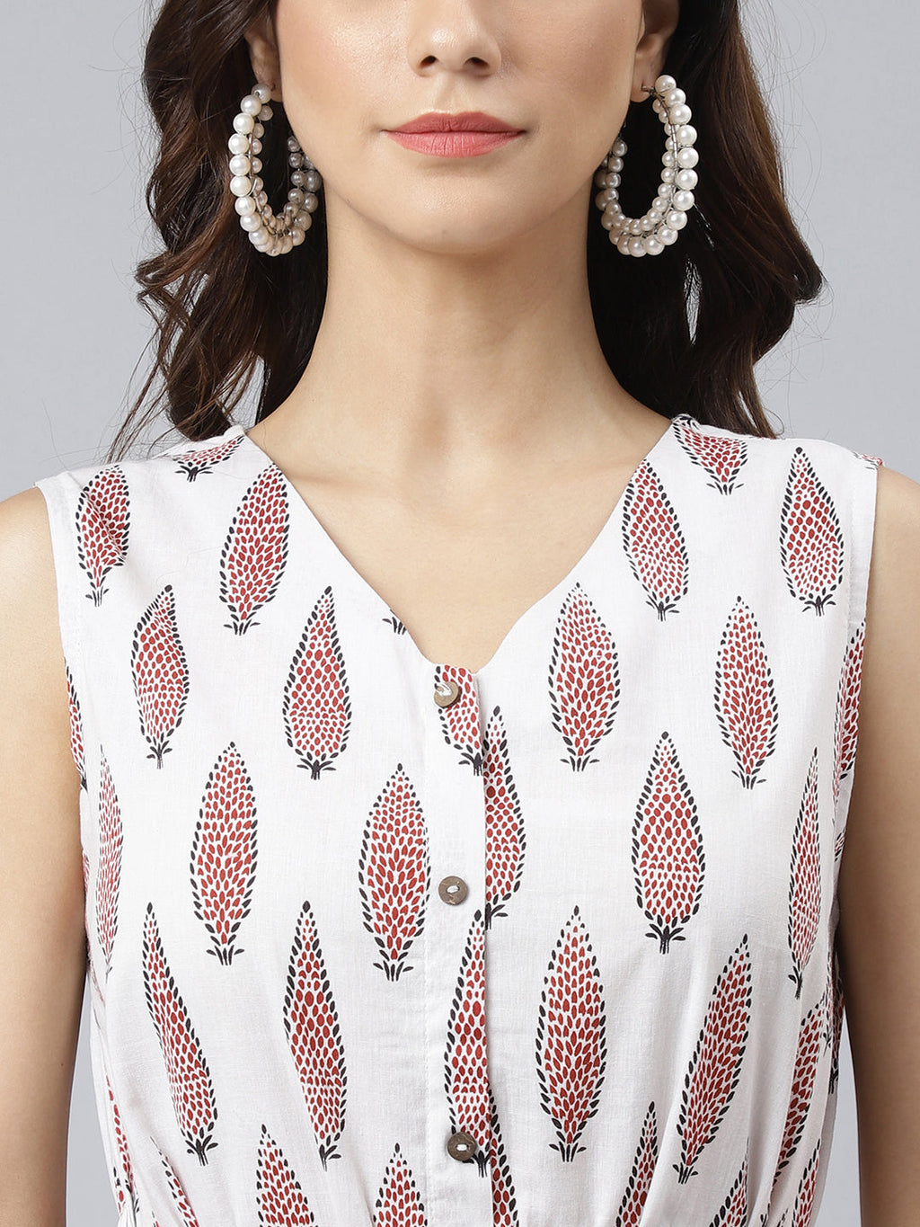 Janasya Women's White Cotton Ethnic Motifs Flared Western Dress - Distacart