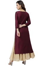 Janasya Wine Poly Silk Solid Straight kurta - Distacart