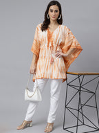Janasya Women's Rust Cotton Tie dye Kaftan Kaftan Tunic - Distacart