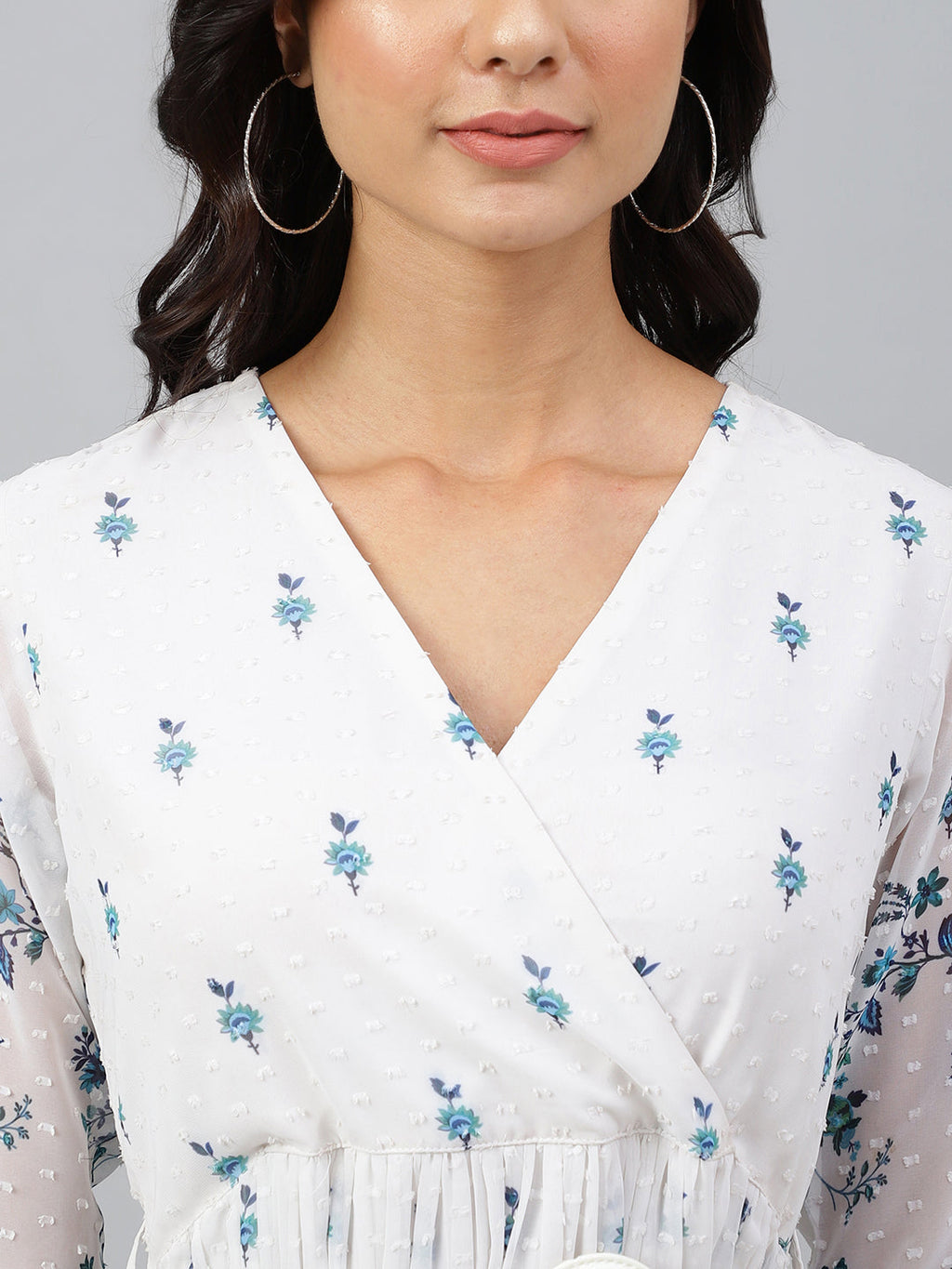 Janasya Women's White Georgette Digital Printed Flared Western Dress - Distacart