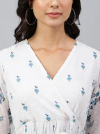 Janasya Women's White Georgette Digital Printed Flared Western Dress - Distacart