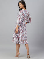 Janasya Women's White Georgette Floral Printed Flared Western Dress - Distacart