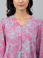 Janasya Women's Pink Georgette Floral Printed A-line Western Dress - Distacart