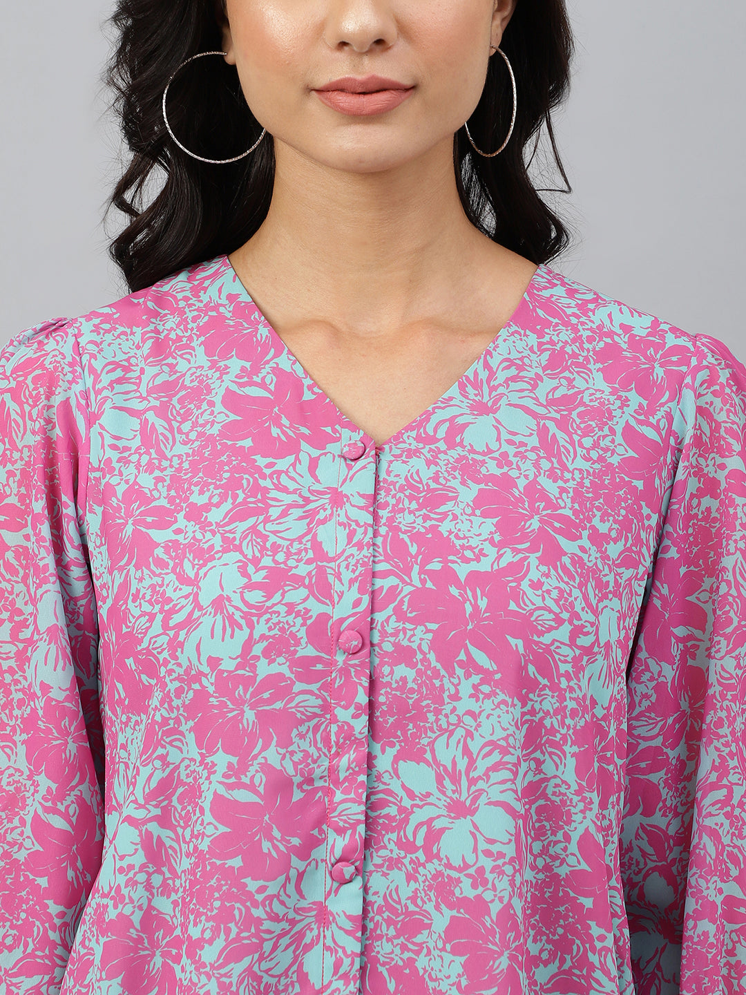 Janasya Women's Pink Georgette Floral Printed A-line Western Dress - Distacart