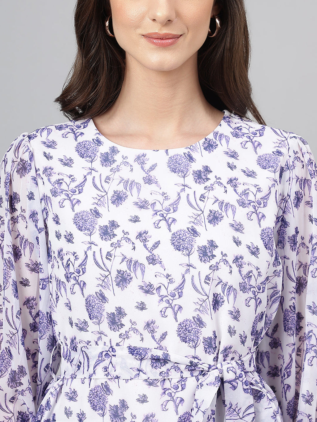 Janasya Women's White Georgette Floral Print Flared Top - Distacart