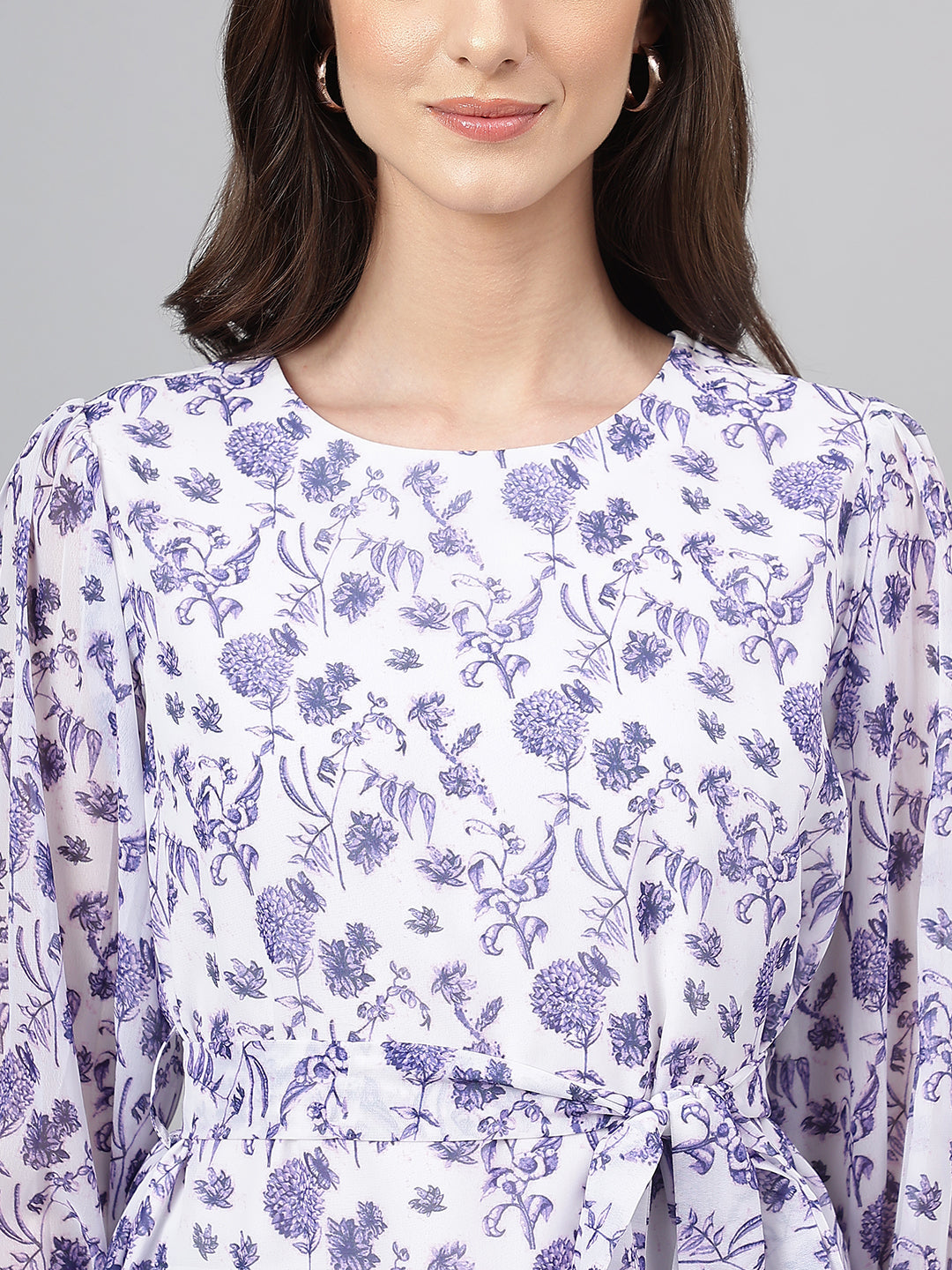 Janasya Women's White Georgette Floral Print Flared Top - Distacart