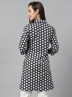 Indian Clothing Janasya Women's Black Cotton Polka Print Casual A-Line Tunic