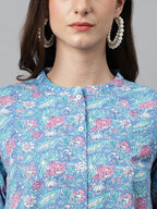 Janasya Women's Multicolor Cotton Botanical Print Casual A-Line Tunic