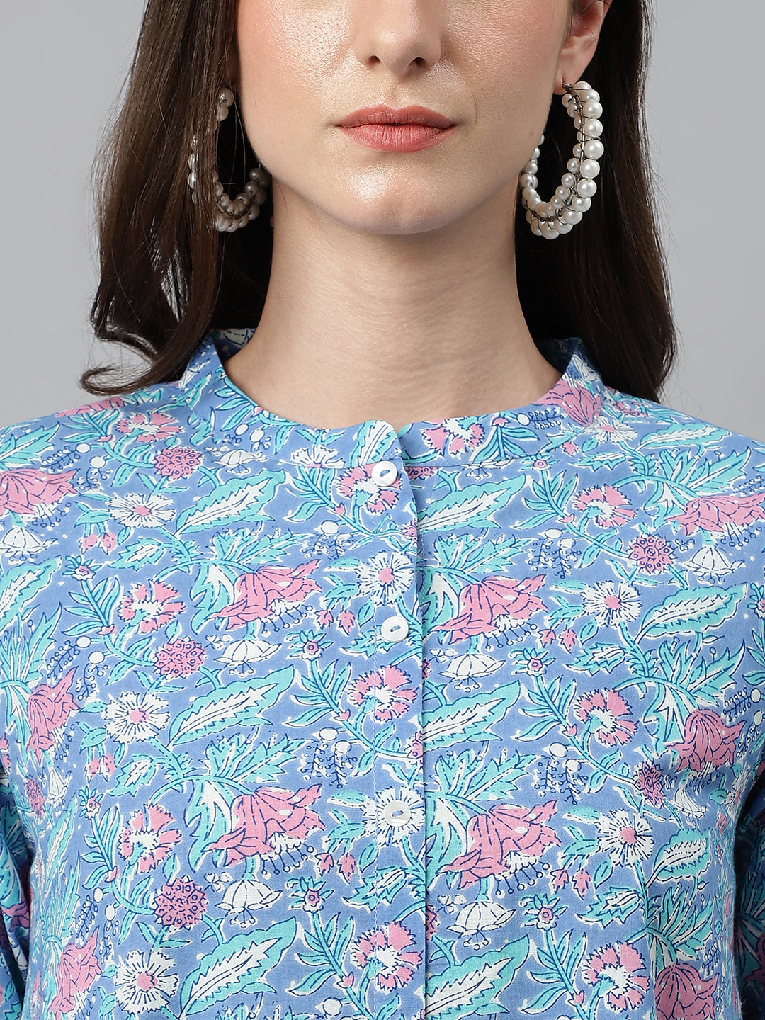 Janasya Women's Multicolor Cotton Botanical Print Casual A-Line Tunic