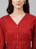 Janasya Women's Maroon Dobby Cotton Solid Peplum Top - Distacart