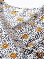 Janasya Women's White Cotton Floral Printed Casual Angrakha Kurta - Distacart
