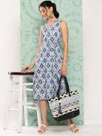Janasya Women's Grey Crepe Ikat Printed A Line Casual Dress - Distacart