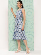 Janasya Women's Grey Crepe Ikat Printed A Line Casual Dress - Distacart