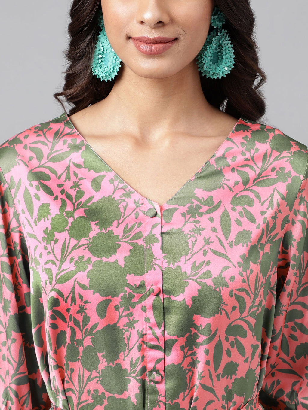 Janasya Women's Pink Satin Digital Floral Printed A-line Ethnic Dress - Distacart