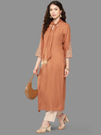 Janasya Peach Rayon Solid Straight Kurta - Distacart
