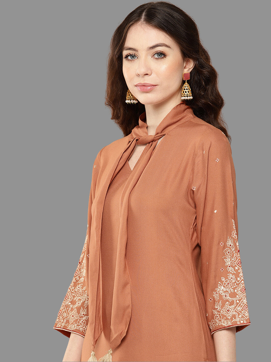 Janasya Peach Rayon Solid Straight Kurta - Distacart
