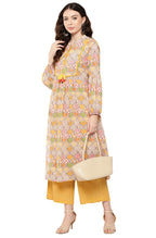 Janasya Multicolor Cotton Ethnic Motifs A-Line Kurta