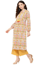 Janasya Multicolor Cotton Ethnic Motifs A-Line Kurta