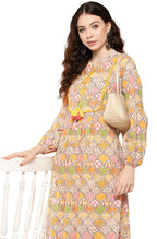 Janasya Multicolor Cotton Ethnic Motifs A-Line Kurta