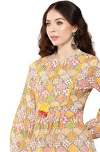 Janasya Multicolor Cotton Ethnic Motifs A-Line Kurta