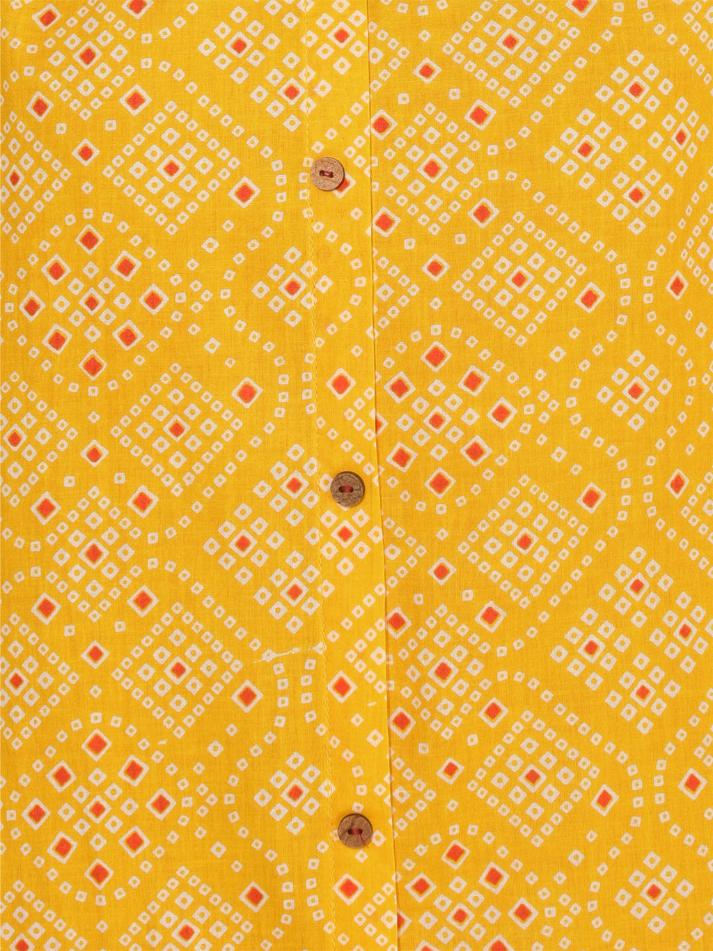 Janasya Yellow Cotton Bandhani Printed Casual Kurta
