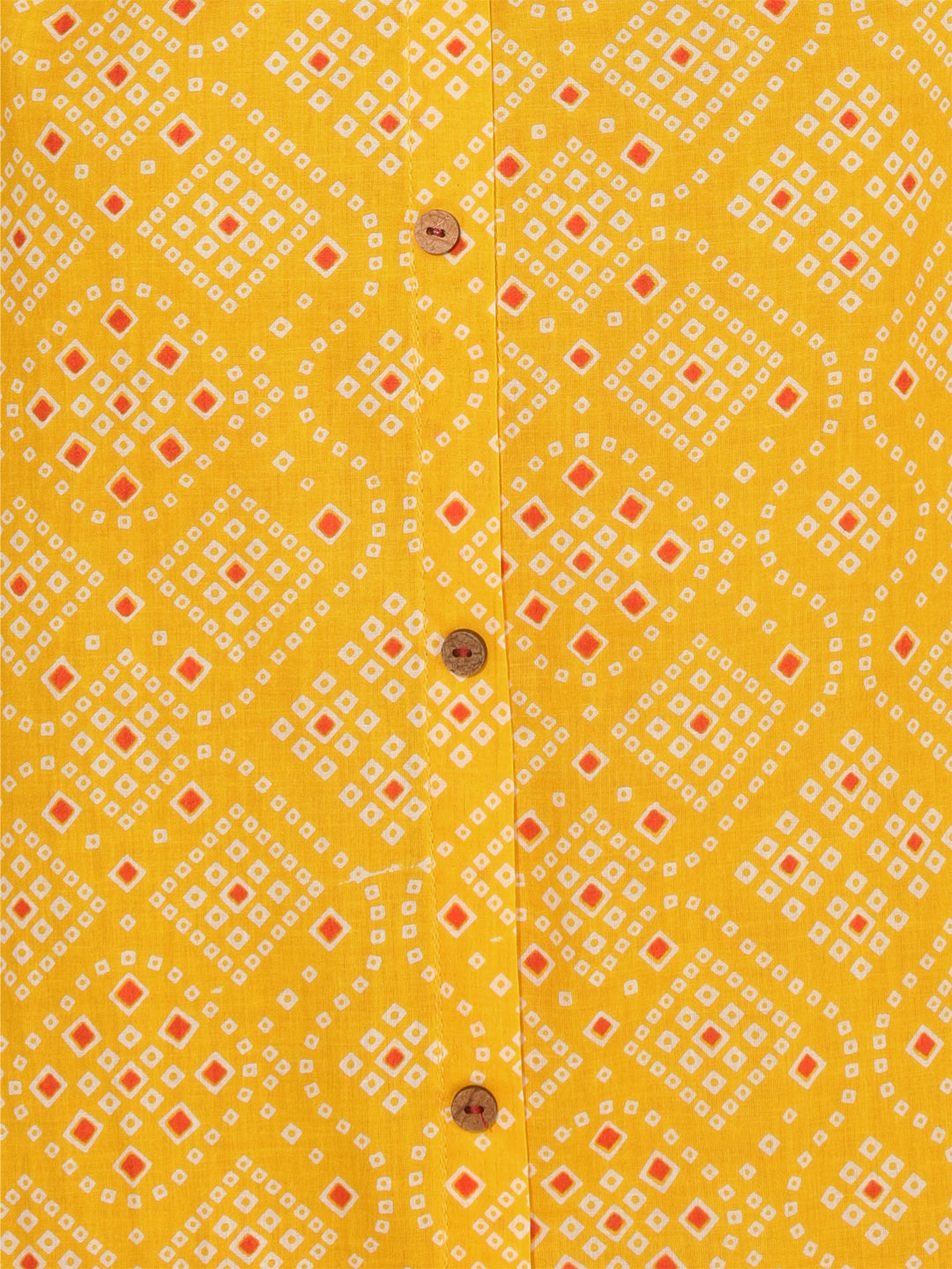 Janasya Yellow Cotton Bandhani Printed Casual Kurta