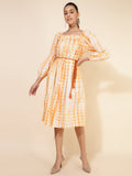 Janasya Women's Off White Cotton Tie Dye Casual Dress - Distacart